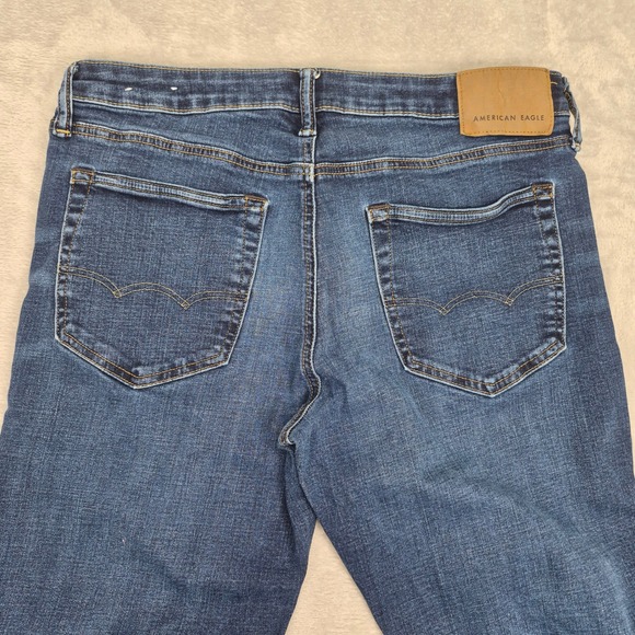 American Eagle 33x32 (34x30) Men's Airflex+ Straight Jeans Dark Wash Stretch - Picture 8 of 11